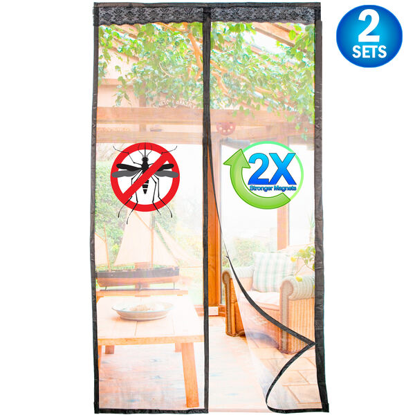 Magnetic Fiberglass Mesh Screen Door 2PC - Heavy-Duty Hands-Free Easy Walk Through Closure for Patio & Pets, Pet-Friendly & Keeps The Bugs Out, Fits Standard Doorways