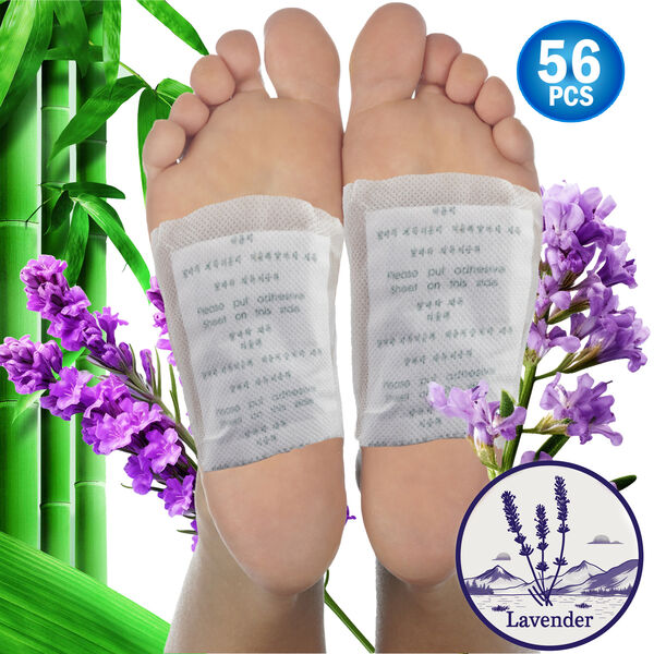 Japanese Foot Cleanse Detox Pads - Natural Cleanse for Feet & Body Toxins | Relief with Bamboo Ginger Charcoal & Soothing Lavender - 28pc Deluxe Set