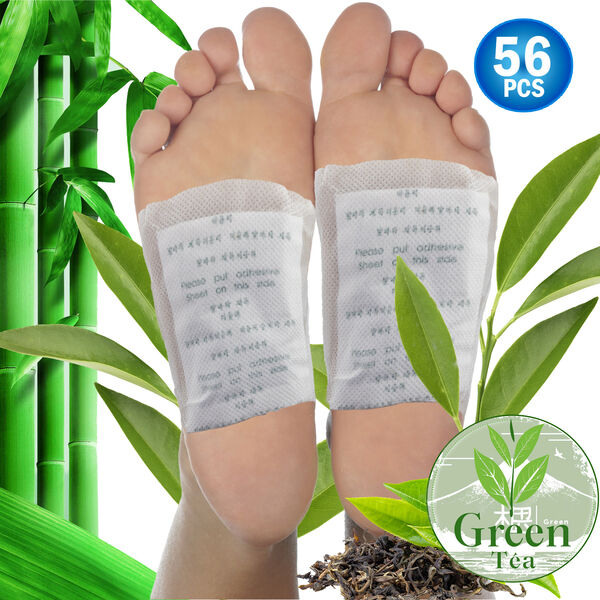 Japanese Foot Cleanse Detox Pads - Natural Cleanse for Feet & Body Toxins | Relief with Bamboo Ginger Charcoal & Antioxidant Green Tea - 28pc Deluxe Set