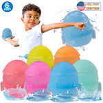Reusable Refillable Water Balloons - 6PC Auto Self Sealing, Quick Fill, Soft & Durable Silicone Splash Balls for Fast, Fun, and Safe Water Play - Collapsible Portable, Perfect for Kids and Adults - Summer Outdoor Pool Play, Backyard Games