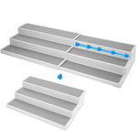 Spice Rack Organizer 3 Tier Expandable Non Slip Shelf for Kitchen Cabinet and Countertop Organizer with Adjustable Length 15.5 to 26.5 - White/Grey