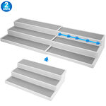 2 Spice Rack Organizer 3 Tier Expandable Non Slip Shelf for Kitchen Cabinet and Countertop Organizer with Adjustable Length 15.5 to 26.5 - White/Grey