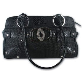 Gigi Chantal&trade; Black Woven Purse with Faux Snakeskin Trimgigi 