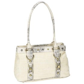 Gigi Chantal&trade; Bone Woven Purse with Beige Croco Trimgigi 