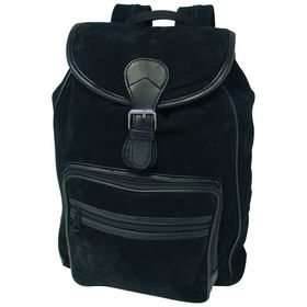 Maxam&reg; Genuine Suede Leather Backpack (Black)maxamreg 