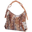 Embassy&trade; Large Tan Genuine Leather Handbag with Snakeskin Embossing