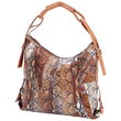 Embassy&trade; Large Tan Genuine Leather Handbag with Snakeskin Embossing