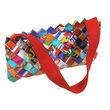 Recycled Bag - Foil Clutch Bag with Red Fabric Strap