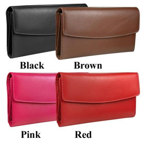 Women's Classic Clutch Leather Checkbook Walletwomens 