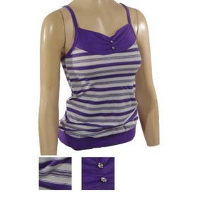 Ladies Striped Tank Top with Rhinestone Buttons Case Pack 6ladies 