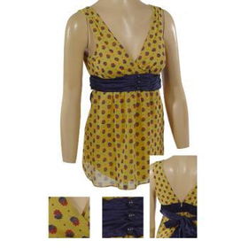 Ladies Sleeveless V-neck Top w/ Ribbon Bow Case Pack 6ladies 