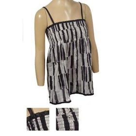 Ladies Silky Top W/3 Plastic Diamond Buttons Case Pack 6ladies 