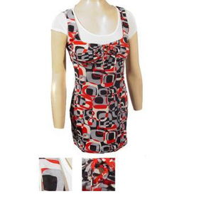 Ladies Short Sleeve Layered Top Ties in the Back - Case Pack 6ladies 