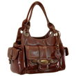 Women's Dual Handle Light Brown Synthetic Leather Satchel