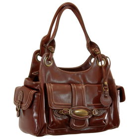 Women's Dual Handle Light Brown Synthetic Leather Satchelwomens 