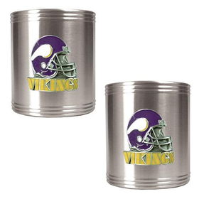 Minnesota Vikings NFL 2pc Stainless Steel Can Holder Set- Helmet Logominnesota 