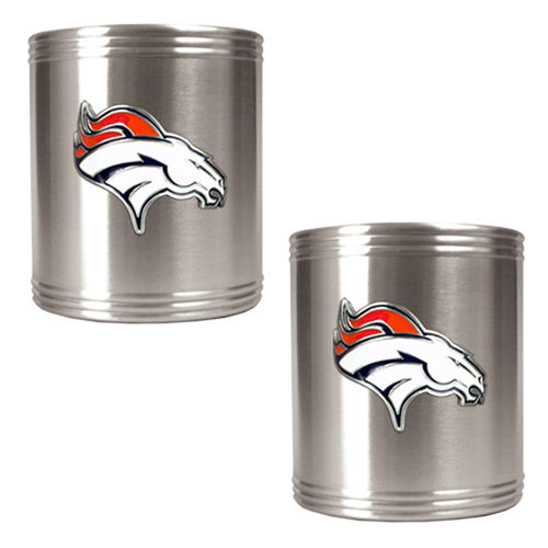 Denver Broncos NFL 2pc Stainless Steel Can Holder Set- Primary Logo