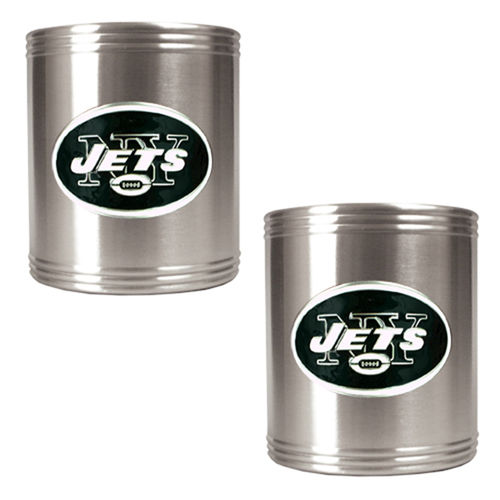 New York Jets NFL 2pc Stainless Steel Can Holder Set- Primary Logoyork 