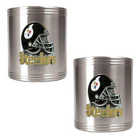 Pittsburgh Steelers NFL 2pc Stainless Steel Can Holder Set- Helmet Logopittsburgh 