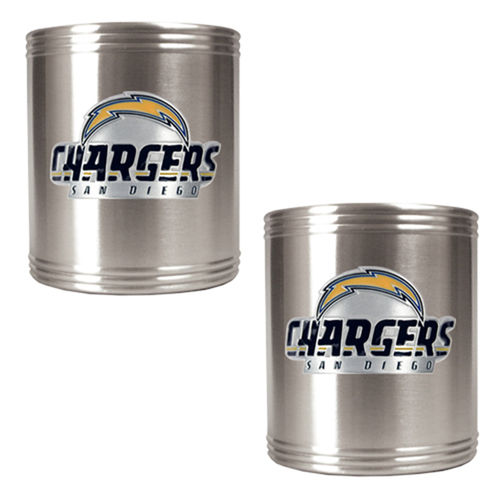 San Diego Chargers NFL 2pc Stainless Steel Can Holder Set- Primary Logosan 