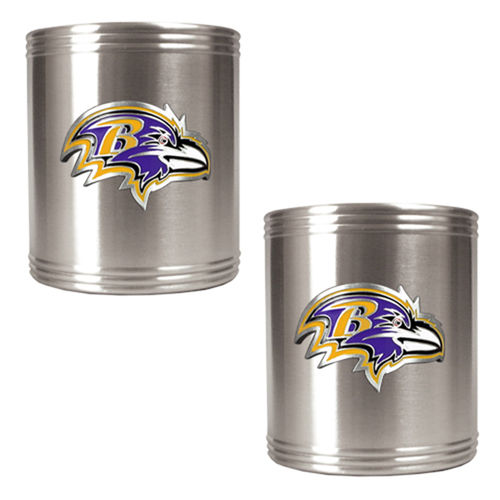 Baltimore Ravens NFL 2pc Stainless Steel Can Holder Set- Primary Logo