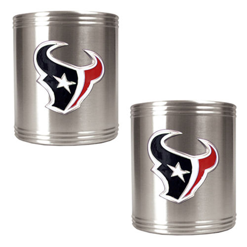 Houston Texans NFL 2pc Stainless Steel Can Holder Set- Primary Logo