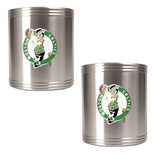 Boston Celtics NBA 2pc Stainless Steel Can Holder Set - Primary Logoboston 