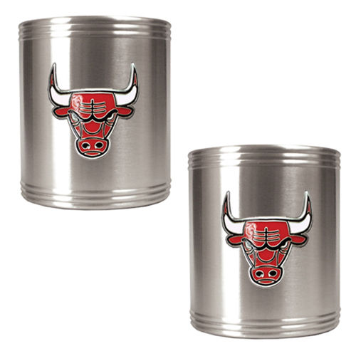 Chicago Bulls NBA 2pc Stainless Steel Can Holder Set - Primary Logochicago 