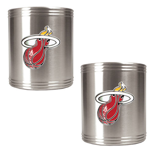 Miami Heat NBA 2pc Stainless Steel Can Holder Set - Primary Logomiami 