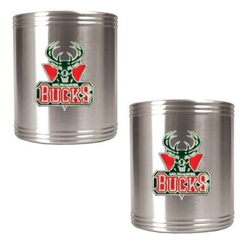 Milwaukee Bucks NBA 2pc Stainless Steel Can Holder Set - Primary Logo