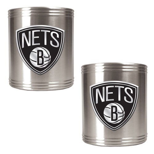 New Jersey Nets NBA 2pc Stainless Steel Can Holder Set - Primary Logo
