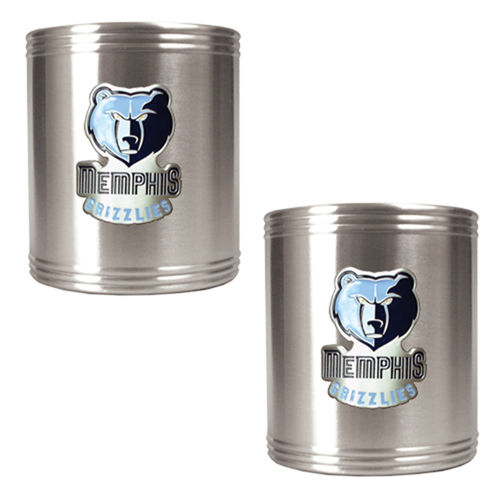 Memphis Grizzlies NBA 2pc Stainless Steel Can Holder Set - Primary Logo