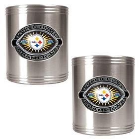 Pittsburgh Steelers NFL Super Bowl 43 2pc Stainless Steel Can Holder Setpittsburgh 
