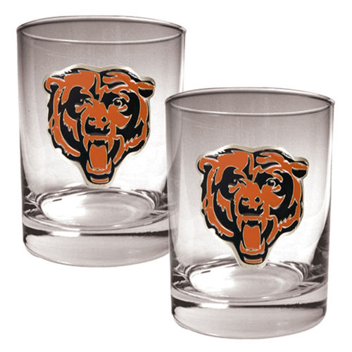 Chicago Bears NFL 2pc Rocks Glass Set - Primary logochicago 