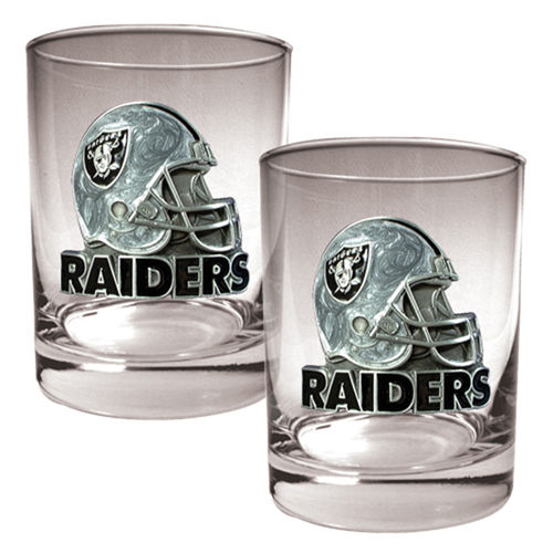 Oakland Raiders NFL 2pc Rocks Glass Set - Helmet logooakland 