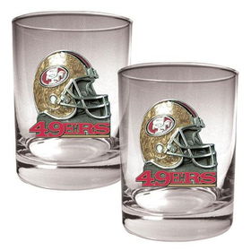 San Francisco 49ers NFL 2pc Rocks Glass Set - Helmet logosan 