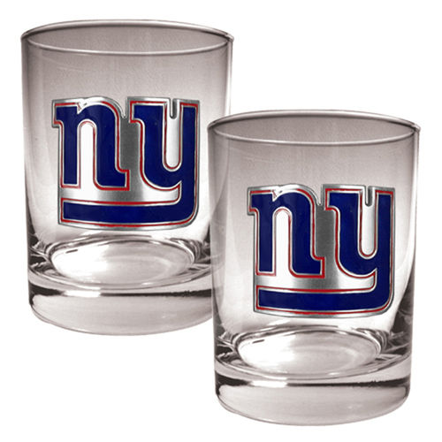 New York Giants NFL 2pc Rocks Glass Set - Primary logoyork 