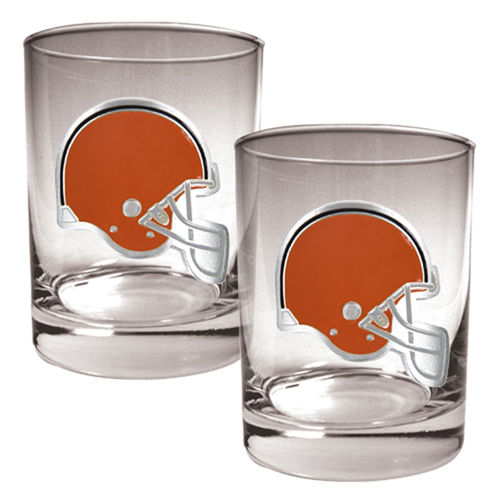 Cleveland Browns NFL 2pc Rocks Glass Set - Primary logo
