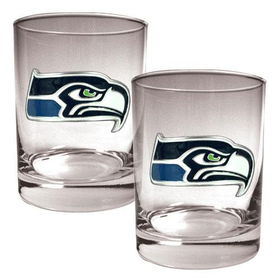 Seattle Seahawks NFL 2pc Rocks Glass Set - Primary logoseattle 