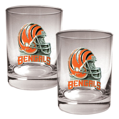 Cincinnati Bengals NFL 2pc Rocks Glass Set - Helmet logo
