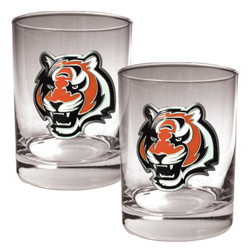 Cincinnati Bengals NFL 2pc Rocks Glass Set - Primary logo