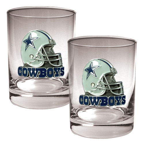 Dallas Cowboys NFL 2pc Rocks Glass Set - Helmet logodallas 