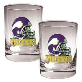 Minnesota Vikings NFL 2pc Rocks Glass Set - Helmet logominnesota 