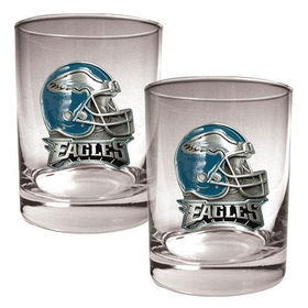 Philadelphia Eagles NFL 2pc Rocks Glass Set - Helmet logophiladelphia 