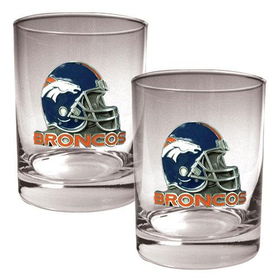 Denver Broncos NFL 2pc Rocks Glass Set - Helmet logodenver 