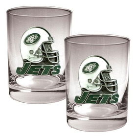 New York Jets NFL 2pc Rocks Glass Set - Helmet logoyork 