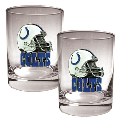 Indianapolis Colts NFL 2pc Rocks Glass Set - Helmet logo