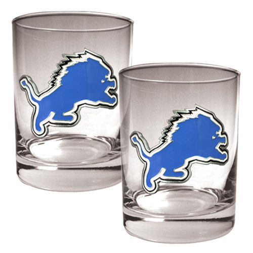 Detroit Lions NFL 2pc Rocks Glass Set - Primary logodetroit 