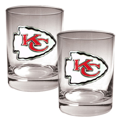 Kansas City Chiefs NFL 2pc Rocks Glass Set - Primary logokansas 