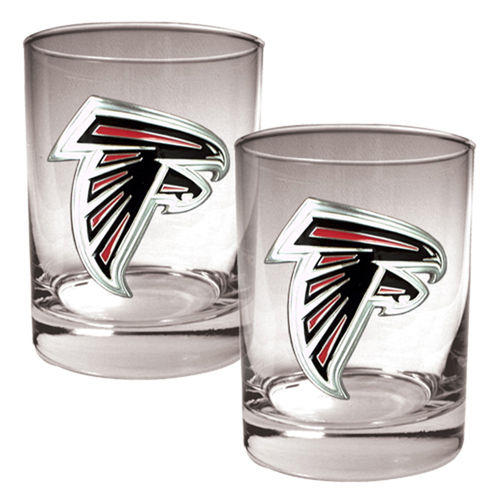 Atlanta Falcons NFL 2pc Rocks Glass Set - Primary logo